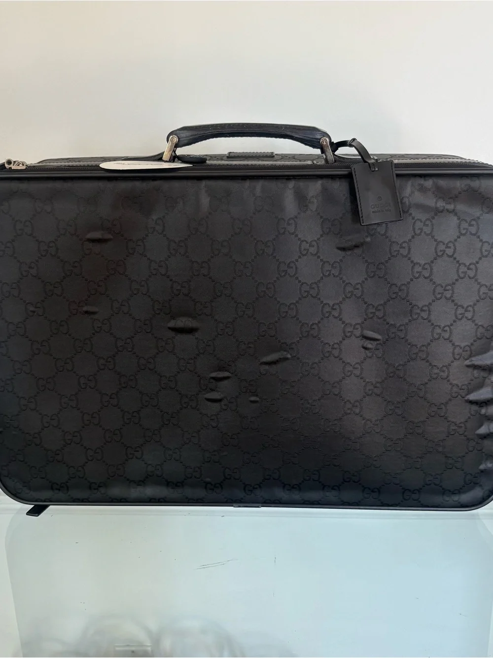 Gucci Black GG Monogram Briefcase Travel Bag